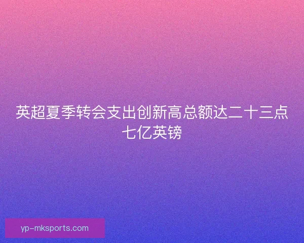 英超夏季转会支出创新高总额达二十三点七亿英镑 英超夏季转会支出创新高总额达二十三点七亿英镑