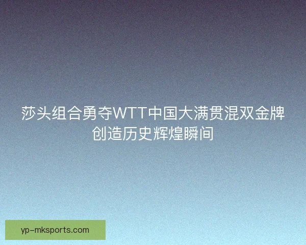 莎头组合勇夺WTT中国大满贯混双金牌创造历史辉煌瞬间